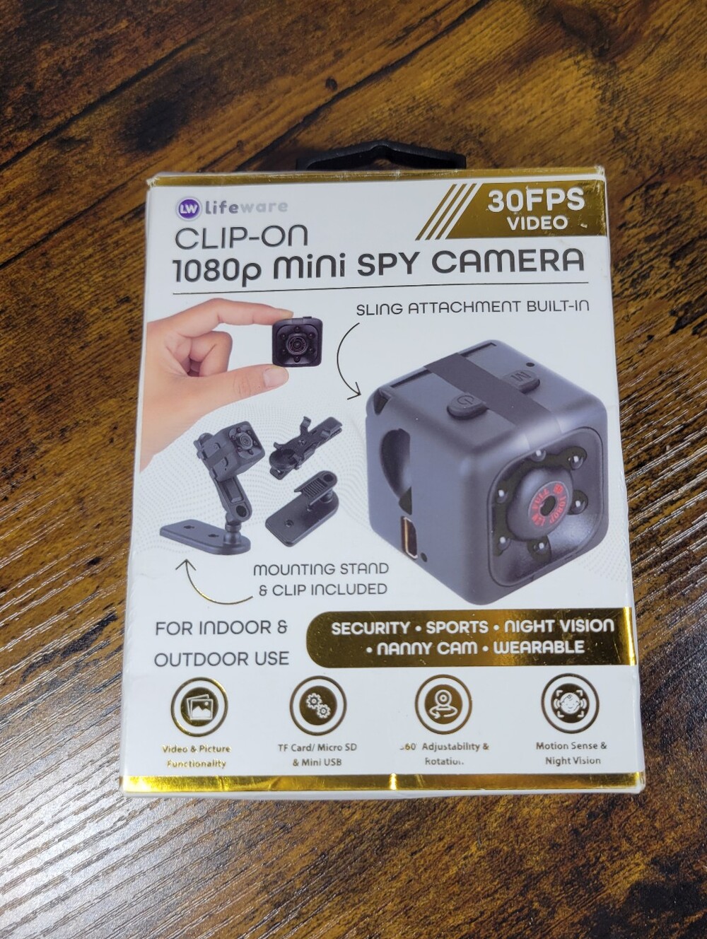 Lifeware Clip-On 1080p Mini Spy Camera - Black